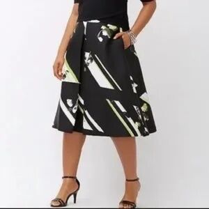 Lane Bryant, Abstract Floral Pleated A Line Skirt with pockets